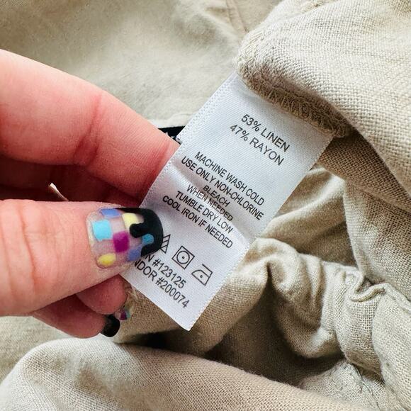 Wchadwicks Of Boston Tan Linen Blend Drawstring Pants Women’s Size L - Picture 7 of 8